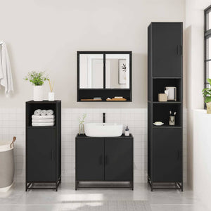 vidaXL 2 Piece Bathroom Furniture Set Black Engineered Wood