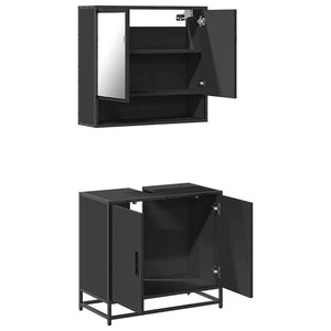 vidaXL 2 Piece Bathroom Furniture Set Black Engineered Wood