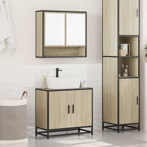 vidaXL 2 Piece Bathroom Furniture Set Sonoma Oak Engineered Wood