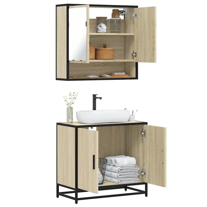 vidaXL 2 Piece Bathroom Furniture Set Sonoma Oak Engineered Wood