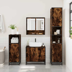 vidaXL 2 Piece Bathroom Furniture Set Smoked Oak Engineered Wood