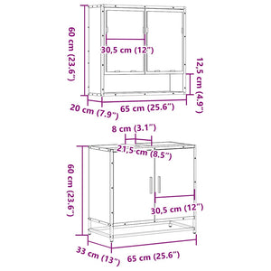 vidaXL 2 Piece Bathroom Furniture Set Smoked Oak Engineered Wood