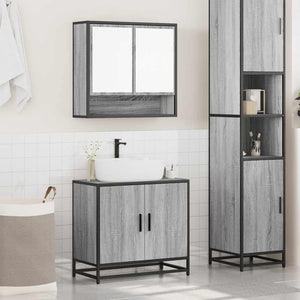 vidaXL 2 Piece Bathroom Furniture Set Grey Sonoma Engineered Wood