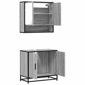 vidaXL 2 Piece Bathroom Furniture Set Grey Sonoma Engineered Wood