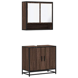 vidaXL 2 Piece Bathroom Furniture Set Brown Oak Engineered Wood