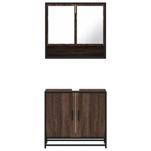 vidaXL 2 Piece Bathroom Furniture Set Brown Oak Engineered Wood