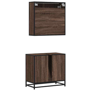 vidaXL 2 Piece Bathroom Furniture Set Brown Oak Engineered Wood