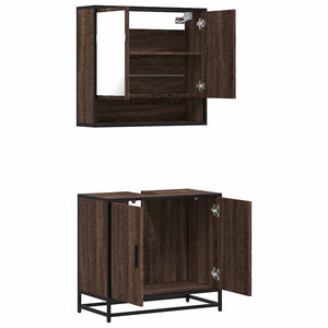 vidaXL 2 Piece Bathroom Furniture Set Brown Oak Engineered Wood