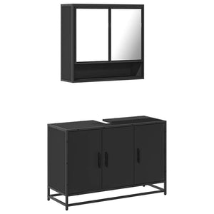 vidaXL 2 Piece Bathroom Furniture Set Black Engineered Wood