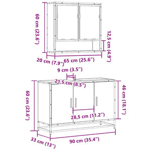 vidaXL 2 Piece Bathroom Furniture Set Black Engineered Wood