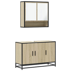 vidaXL 2 Piece Bathroom Furniture Set Sonoma Oak Engineered Wood