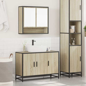 vidaXL 2 Piece Bathroom Furniture Set Sonoma Oak Engineered Wood