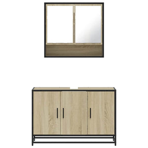 vidaXL 2 Piece Bathroom Furniture Set Sonoma Oak Engineered Wood