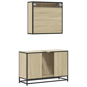 vidaXL 2 Piece Bathroom Furniture Set Sonoma Oak Engineered Wood