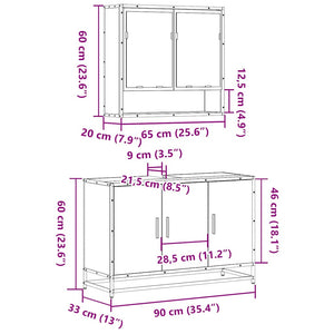 vidaXL 2 Piece Bathroom Furniture Set Sonoma Oak Engineered Wood