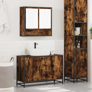 vidaXL 2 Piece Bathroom Furniture Set Smoked Oak Engineered Wood