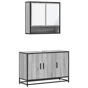 vidaXL 2 Piece Bathroom Furniture Set Grey Sonoma Engineered Wood