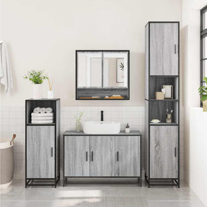 vidaXL 2 Piece Bathroom Furniture Set Grey Sonoma Engineered Wood