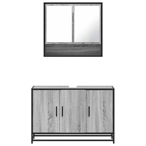 vidaXL 2 Piece Bathroom Furniture Set Grey Sonoma Engineered Wood