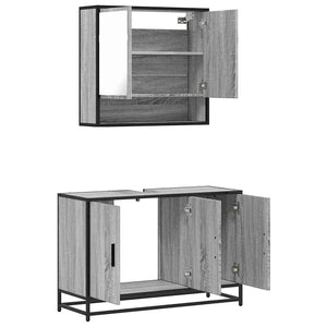 vidaXL 2 Piece Bathroom Furniture Set Grey Sonoma Engineered Wood