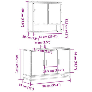 vidaXL 2 Piece Bathroom Furniture Set Grey Sonoma Engineered Wood