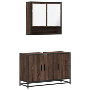 vidaXL 2 Piece Bathroom Furniture Set Brown Oak Engineered Wood