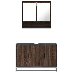 vidaXL 2 Piece Bathroom Furniture Set Brown Oak Engineered Wood