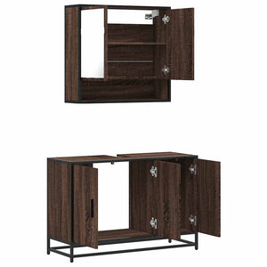 vidaXL 2 Piece Bathroom Furniture Set Brown Oak Engineered Wood