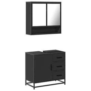 vidaXL 2 Piece Bathroom Furniture Set Black Engineered Wood