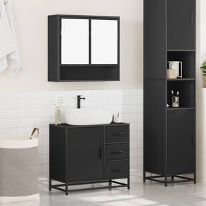 vidaXL 2 Piece Bathroom Furniture Set Black Engineered Wood