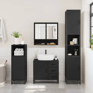 vidaXL 2 Piece Bathroom Furniture Set Black Engineered Wood