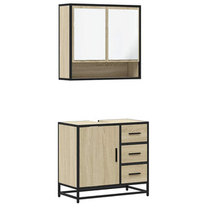 vidaXL 2 Piece Bathroom Furniture Set Sonoma Oak Engineered Wood