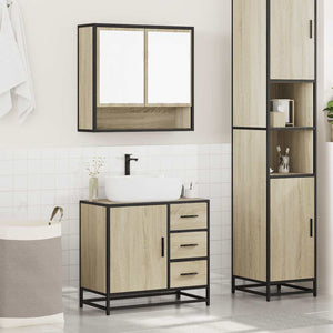 vidaXL 2 Piece Bathroom Furniture Set Sonoma Oak Engineered Wood