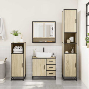 vidaXL 2 Piece Bathroom Furniture Set Sonoma Oak Engineered Wood