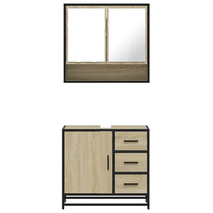 vidaXL 2 Piece Bathroom Furniture Set Sonoma Oak Engineered Wood