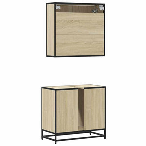 vidaXL 2 Piece Bathroom Furniture Set Sonoma Oak Engineered Wood