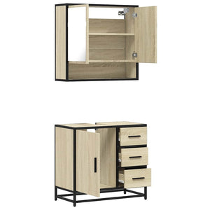 vidaXL 2 Piece Bathroom Furniture Set Sonoma Oak Engineered Wood