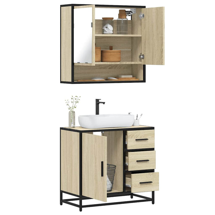 vidaXL 2 Piece Bathroom Furniture Set Sonoma Oak Engineered Wood