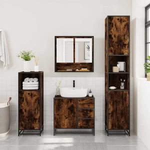 vidaXL 2 Piece Bathroom Furniture Set Smoked Oak Engineered Wood