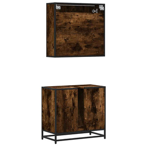 vidaXL 2 Piece Bathroom Furniture Set Smoked Oak Engineered Wood