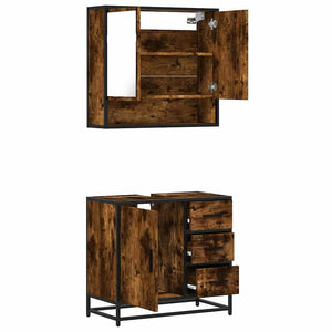 vidaXL 2 Piece Bathroom Furniture Set Smoked Oak Engineered Wood