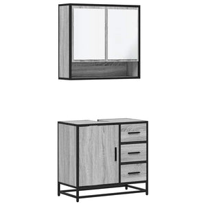 vidaXL 2 Piece Bathroom Furniture Set Grey Sonoma Engineered Wood