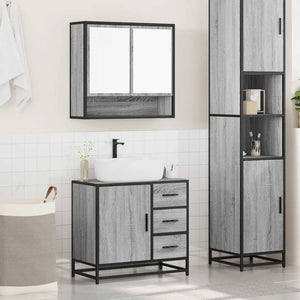 vidaXL 2 Piece Bathroom Furniture Set Grey Sonoma Engineered Wood