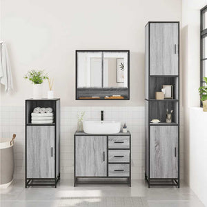 vidaXL 2 Piece Bathroom Furniture Set Grey Sonoma Engineered Wood