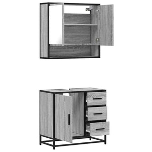 vidaXL 2 Piece Bathroom Furniture Set Grey Sonoma Engineered Wood