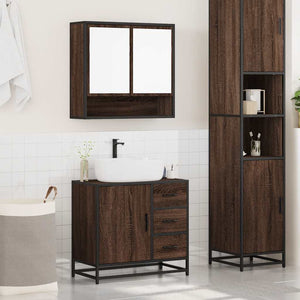 vidaXL 2 Piece Bathroom Furniture Set Brown Oak Engineered Wood