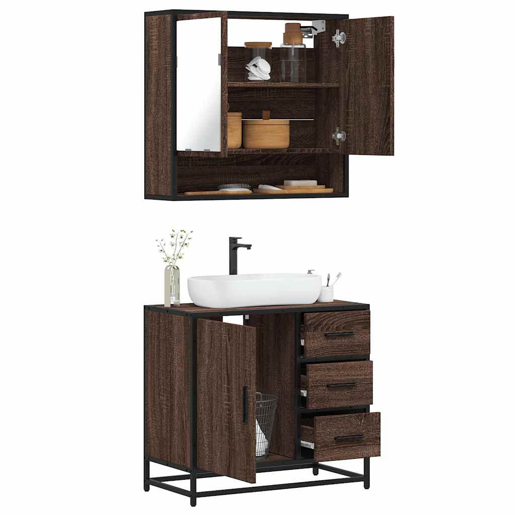 vidaXL 2 Piece Bathroom Furniture Set Brown Oak Engineered Wood