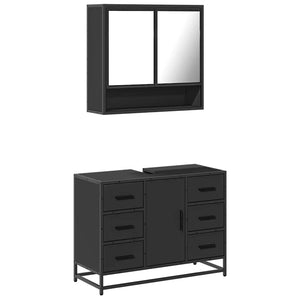 vidaXL 2 Piece Bathroom Furniture Set Black Engineered Wood