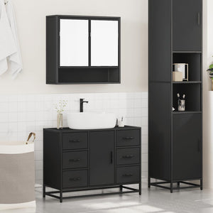 vidaXL 2 Piece Bathroom Furniture Set Black Engineered Wood