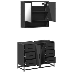 vidaXL 2 Piece Bathroom Furniture Set Black Engineered Wood